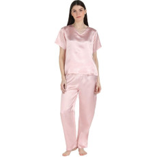 Womens  Solid VNeck Full Pajama Night Suit